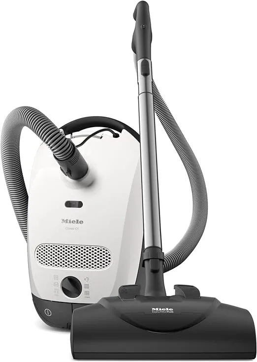 Miele Classic C1 Cat & Dog Bagged Canister Vacuum, Lotus White - Pet Hair, Portable