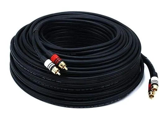 Monoprice 1.5ft Premium 2 RCA Plug/2 RCA Plug M/M 22AWG Cable - Black - (105346)