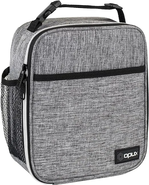 OPUX Premium Insulated Lunch Box, Soft School Lunch Bag for Kids Boys Girls, Leakproof Small Lunch Pail Men Women Work, Reusable Compact Cooler Tote Lunchbox for Office Adult, Light Grey