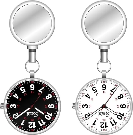 Speidel Nurse Fob Scrub Watch for Medical Professionals, Clip on Watch with Second Hand, Easy to Read, Retractable Rope