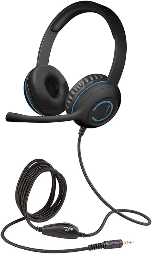 Cyber Acoustics 3.5mm Stereo Headset (AC-5002) with Noise Canceling Microphone for PCs, Tablets, and Cell Phones in The Classroom or Home