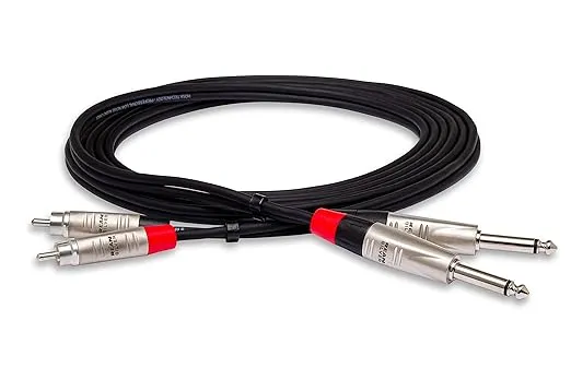 Hosa HPR-003X2 Pro Stereo Interconnect Cable - Dual REAN 1/4-inch TS Male to RCA Male - 3 foot