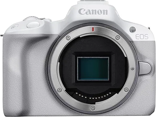 Canon EOS R50 Mirrorless Vlogging Camera (Body Only/White), RF Mount, 24.2 MP, 4K Video, DIGIC X Image Processor, Subject Detection & Tracking, Compact, Smartphone Connection, Content Creator