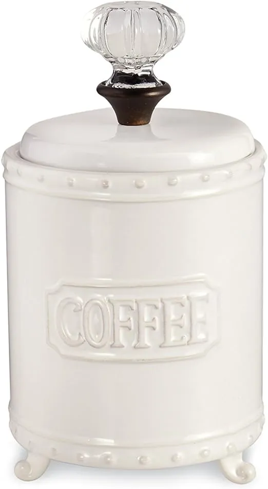 Mud Pie ceramic Coffee Canister Door Knob Handle, White