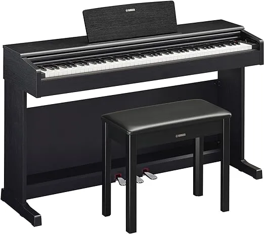 Yamaha Arius, 88-Key Weighted Action Digital Aspiring Musicians, CFX Concert Grand Piano Voice, 3-Pedal Unit, Bench Included, Classic Upright Design, Black (YDP145B)