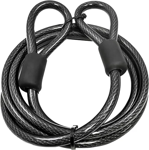 Lumintrail 12mm (1/2 inch) Heavy-Duty Security Cable, Vinyl Coated Braided Steel with Sealed Looped Ends (4', 7', 10', 15' or 30') (4-FT)