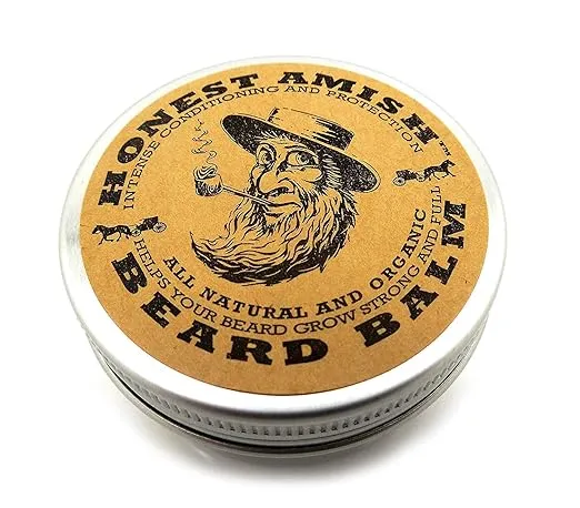 Honest Amish Beard Balm Leave-in Conditioner - Made with only Natural and Organic Ingredients - 2 Ounce Tin