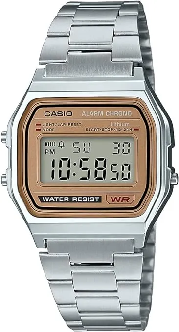 Casio A158WA Series | Unisex Digital Watch | Vintage | WR | 100 SEC Stop Watch | Daily Alarm | Regular Time Keeping: Hour, Minute, Second, PM, Date, Day | Led Light | 7 Yr Battery