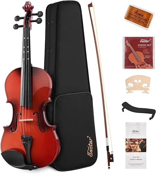 Eastar Violin 4/4 Full Size for Adults, Violin Set for Beginners with Hard Case, Rosin, Shoulder Rest, Bow, and Extra Strings (Imprinted Finger Guide on Fingerboard), EVA-2