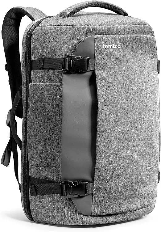 tomtoc Travel Backpack 40L, TSA Friendly Flight Approved Carry-on Luggage Hand Backpack, Water-resistant Lightweight Business Rucksack, Durable Large Weekender Bag Daypack Fits 17.3 Inch Laptop