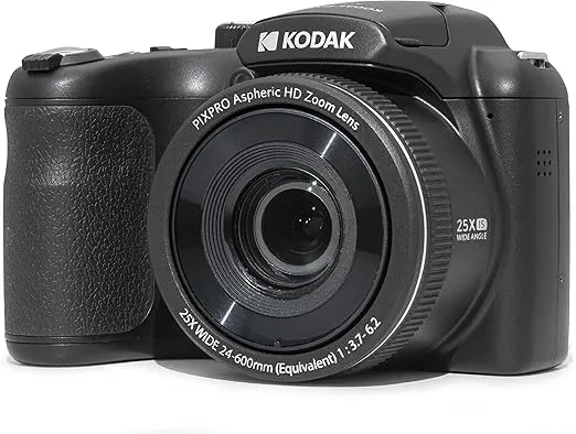 KODAK PIXPRO AZ255-BK 16MP Digital Camera 25X Optical Zoom 24mm Wide Angle Lens Optical Image Stabilization 1080P Full HD Video 3" LCD Vlogging Camera (Black)