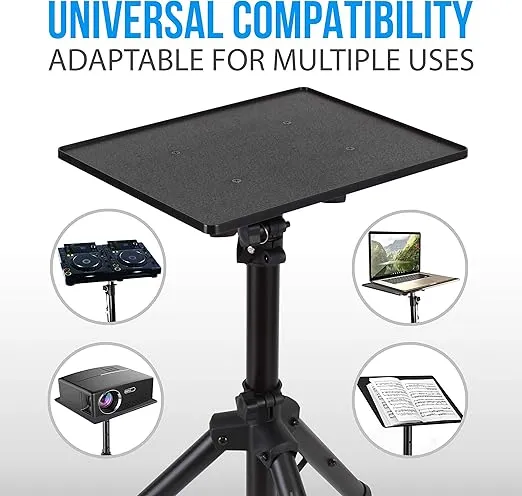 Pyle Universal Laptop Projector Tripod Stand - 2 Pcs Computer, Book, DJ Equipment Holder Mount Height Adjustable Up to 35 Inches w/ 14'' x 11'' Plate Size - Perfect for Stage or Studio Use PLPTS2X2