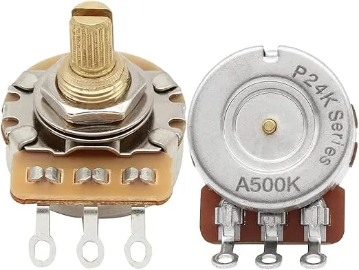 FLEOR 2pcs A500K Audio Pots 15.5mm Short Split Shaft Guitar Potentiometer, 24-Tooth