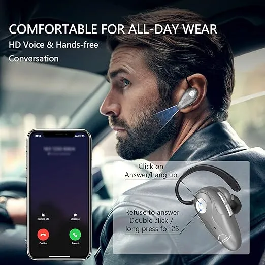 Bluetooth Headset, V5.0 Ultralight Wireless Headphone Cell Phone Earpiece with Mic Headsetcase, Volume Control, Handsfree Earbud for iPhone, Android,Samsung Smartphone