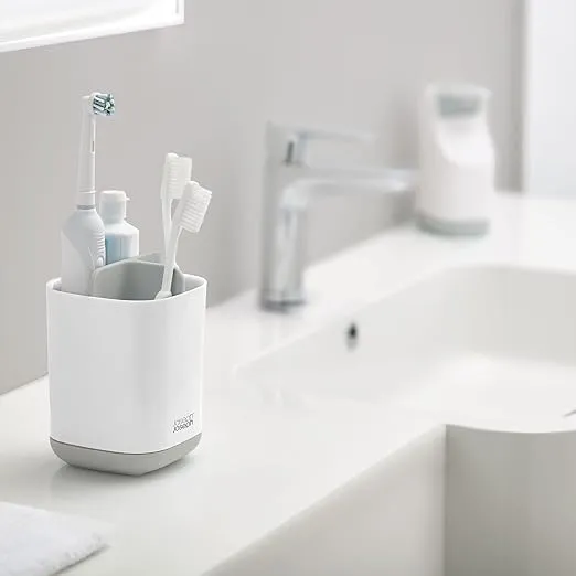 Joseph Joseph Easy-Store - Compact Toothbrush Holder Caddy Bathroom Storage , Grey/White, Regular