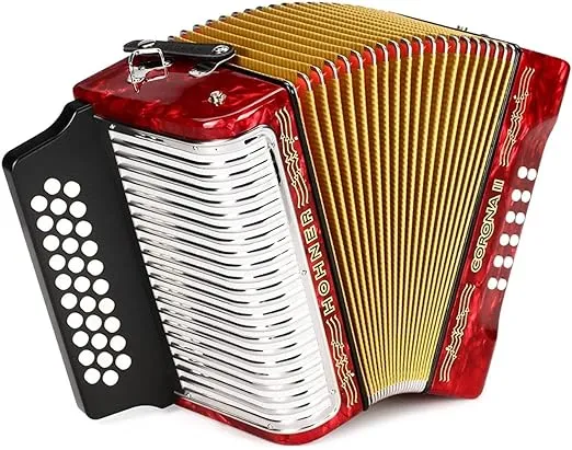 Hohner Corona II Diatonic Accordion - Keys of G/C/F - Red