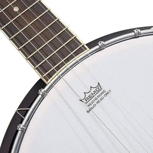 Ashthorpe 5-String Banjo - Full Size with 24 Brackets, Closed Back, Mahogany Resonator, Geared 5th Tuner, Padded Gig Bag