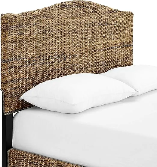 Crosley Furniture Serena Bed, Handwoven Natural Fiber Rattan Headboard and Footboard Set, Banana Leaf, Queen