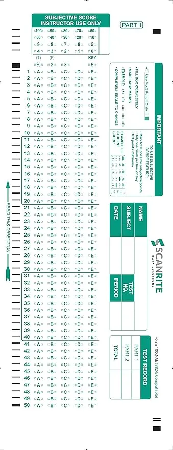 ScanRite - 882-E Scantron Compatible Testing Sheet (25 Sheet Pack)