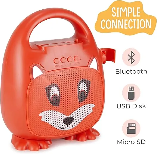 Singimals Kids Karaoke Speaker with Microphone - Unleash Your Child's Inner Superstar, Bluetooth v5.1, 12H Playtime, 5W Speaker, Multicolor LED Lighting, Asher The Fox