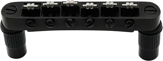 Musiclily Pro 52mm Guitar Roller Saddle Bridge Tune-O-Matic Bridge with M8 Post for Les Paul LP SG Electric Guitar, Black