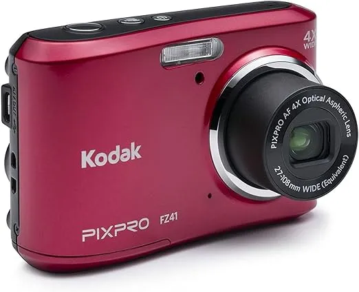 Kodak PIXPRO Friendly Zoom FZ41 16 MP Digital Camera with 4X Optical Zoom and 2.7" LCD Screen (Red)