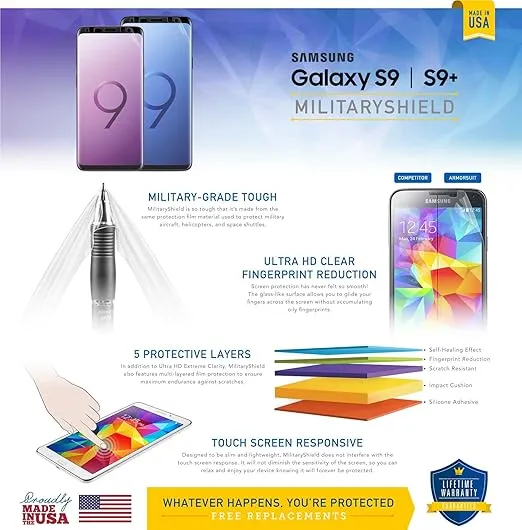 ArmorSuit [2 Pack] MilitaryShield [Case Friendly] Screen Protector Designed for Samsung Galaxy S9 - HD Clear Film