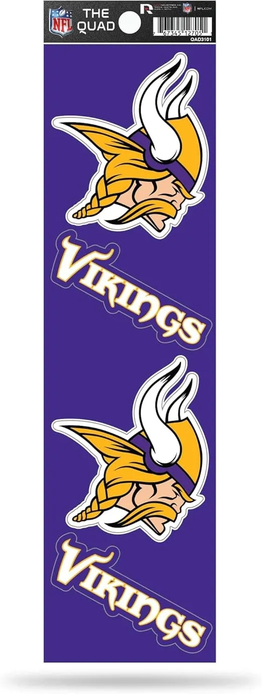 Rico Industries NFL Football Quad Decal 3" x 12" Quad Decal - (4) Decals