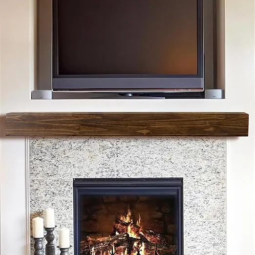 MANTELSDIRECT 72 Inch Floating Fireplace Mantel Wood Shelf in Mocha - Austin from Mantels Direct | Wooden Rustic Wall Shelf Perfect for Décor and Electric Fireplaces