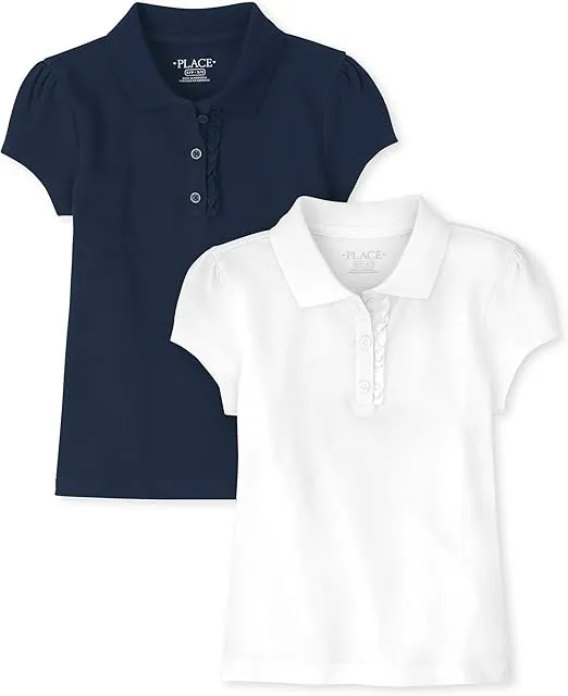 The Children's Place Girls Short Sleeve Ruffle Pique Polo Multipack