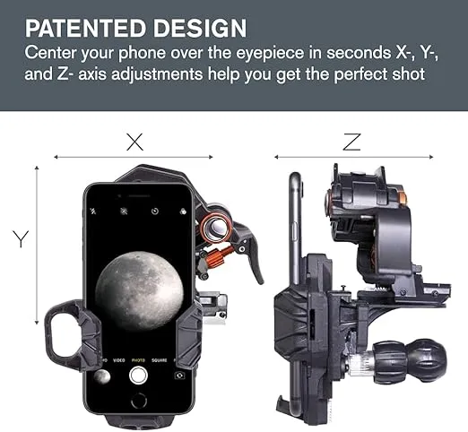 Celestron - NexYZ DX Kit - 3-Axis Universal Smartphone Adapter - Digiscoping Smartphone Adapter - Bluetooth Shutter Release Remote – Capture Images and Video Through Your Telescope or Spotting Scope