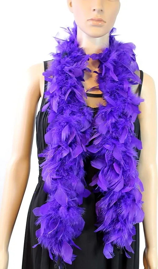 Over 10 Color 25 Gram, 4 Feet Long Chandelle Feather Boa, Great for Party, Wedding, Halloween Costume, Christmas Tree, Decoration (Purple Color)