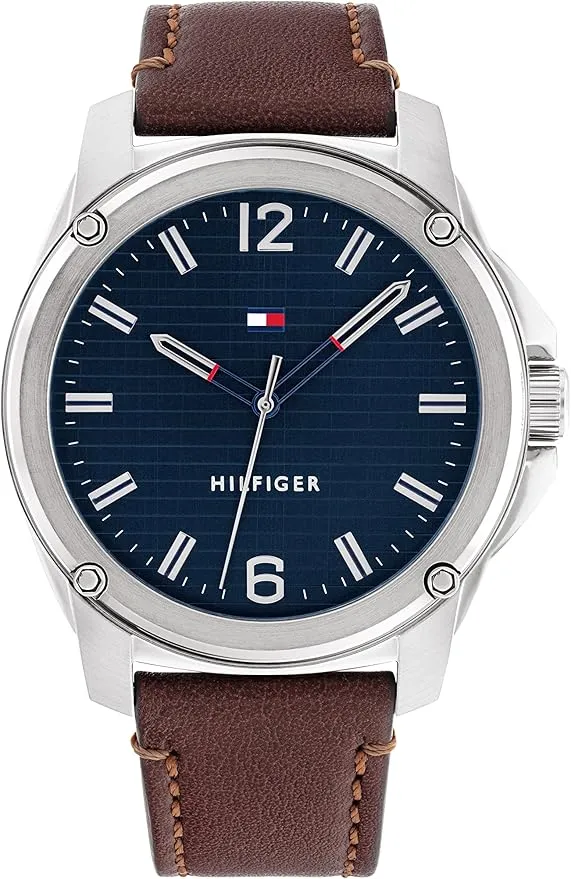 Tommy Hilfiger 1710484 Men's Stainless Steel Case and Leather Strap Watch Color: Brown