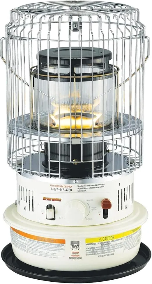 Kero World Kerosene Convection Wick Heater with Radiant and Convective Heat, Lightweight Portable Compact Design, and Sure Seat Chimney System, White.