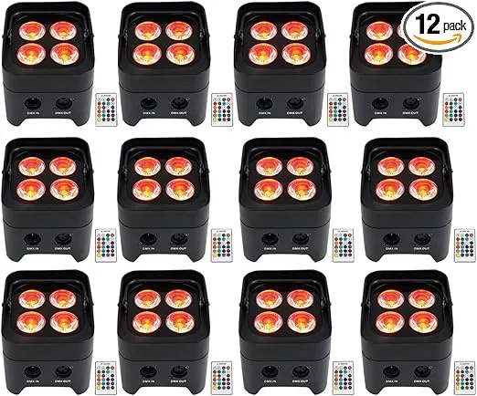 12 Rockville Best PAR 50 Battery Par Can Wash Up-Lights w/Wireless DMX+RGBWA+UV