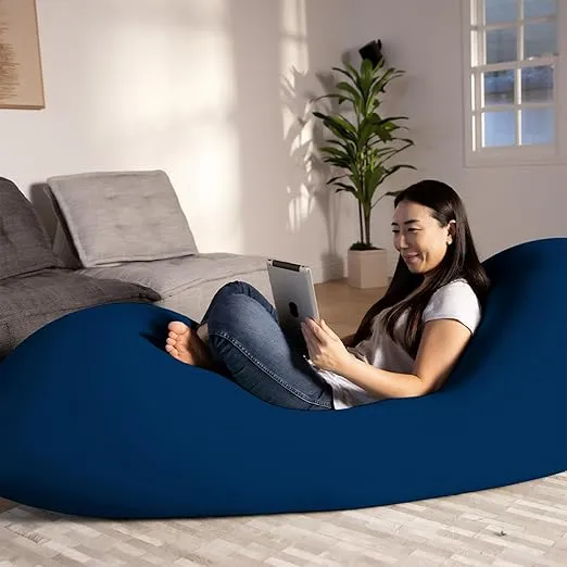 Yogibo Max 6-Foot Beanbag Chair, Bean Bag Couch with a Washable Outer Cover, Customer Favorite Cozy Sofa for Gaming, Reading, and Relaxing, Filled with Soft Micro-Beads, Blue