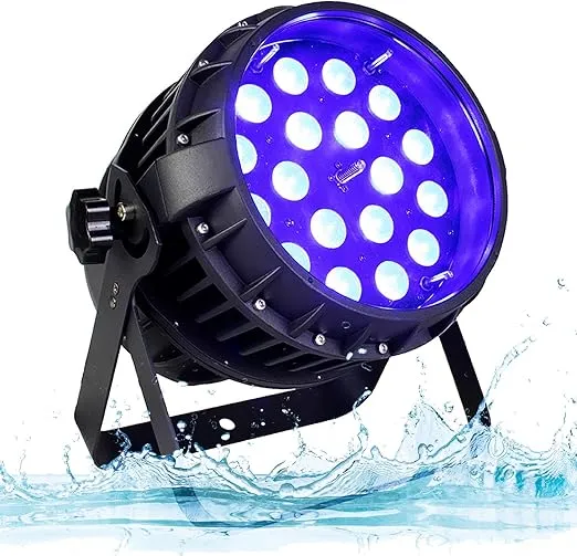 SHEHDS Par Lights IP65 Waterproof Outdoor LED 18x18W RGBWAP Colors Stage Lights (15°-30°) Zoom/Wash/Strobe Uplights DMX512 Sound Activated Fanless Muted DJ Party Lights for Show Wedding Club-1 Pack