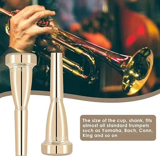 EASTROCK Trumpet Mouthpiece 3C Gold Plated Bullet Shape Vaccum Package