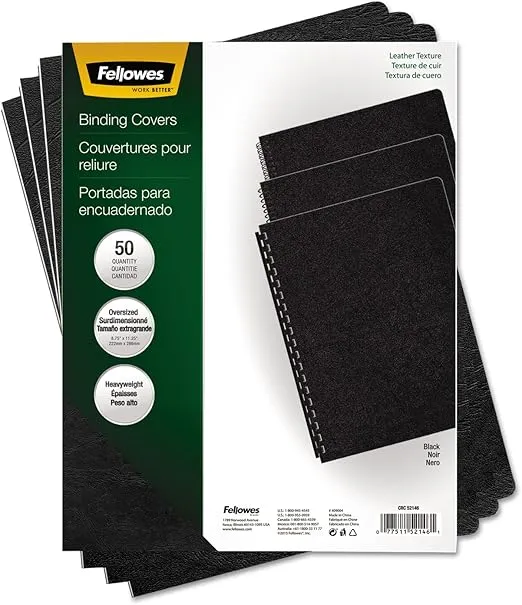 Fellowes Executive Presentation Cover, 11-1/4 x 8-3/4-Inches, 50 per Pack, Black (52146)