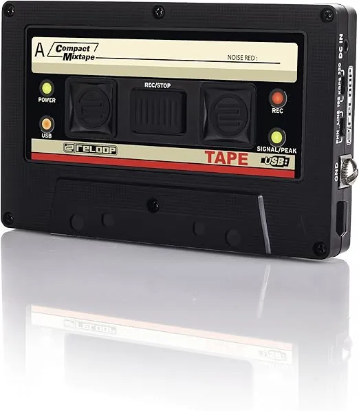 Reloop Tape - USB Tape Recorder with Retro Cassette Look, Black