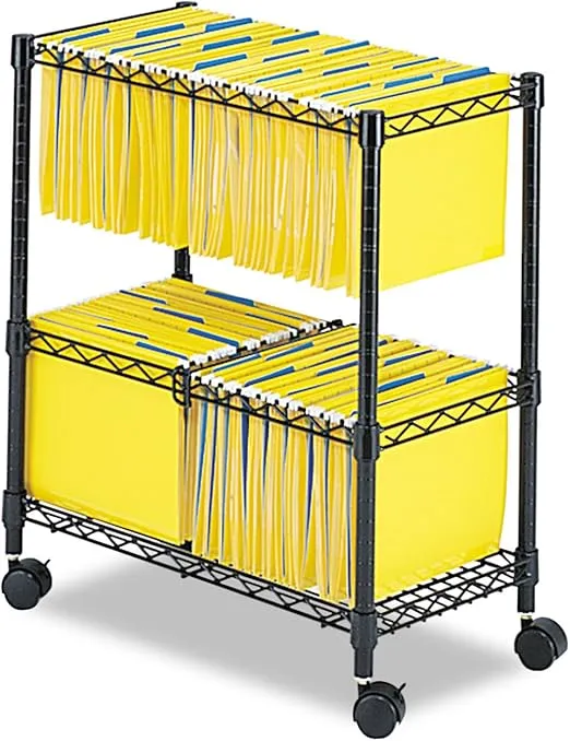 Safco 2-Tier Rolling File Cart, Fits Letter and Legal-Size Hanging Folders, Steel File/Folder Cart