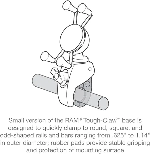 RAM Mounts X-Grip Small Phone Mount with RAM Snap-Link Tough-Claw RAM-HOL-UN7-400U for Motorcycle, ATV/UTV, Bike