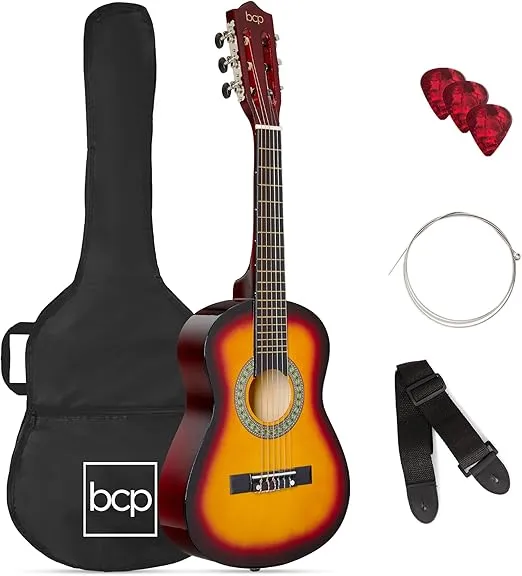 Best Choice Products 30in Kids Acoustic Guitar Beginner Starter Kit with Strap, Case, Strings - Sunburst