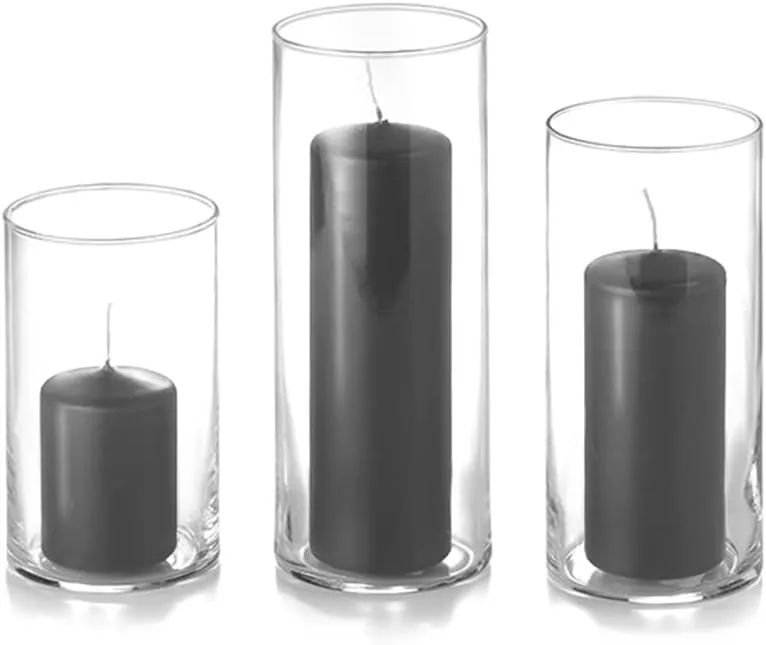 yummi Set of 36 Slim Pillars and Cylinder Vases - Gray