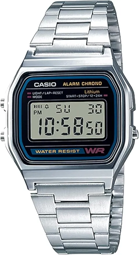 Casio A158WA Series | Unisex Digital Watch | Vintage | WR | 100 SEC Stop Watch | Daily Alarm | Regular Time Keeping: Hour, Minute, Second, PM, Date, Day | Led Light | 7 Yr Battery