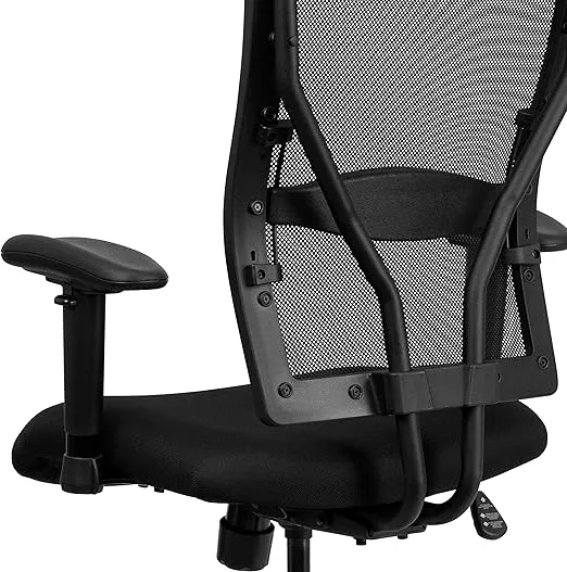 Flash Furniture HERCULES Series Big & Tall 400 lb. Rated Black Mesh Ergonomic Drafting Chair with Adjustable Arms