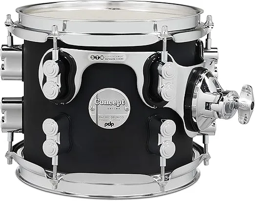 PDP Concept Maple 7x8 Suspended Tom Satin Black Finish Ply with Chrome Hardware