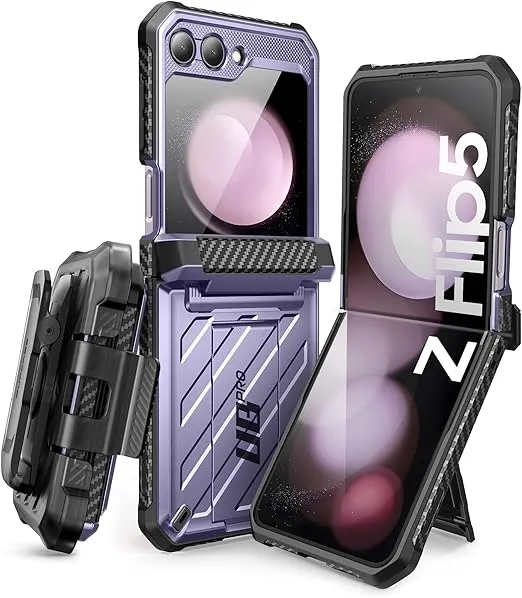 SUPCASE for Samsung Galaxy Z Flip 5 Case with Stand & Belt-Clip (Unicorn Beetle Pro), [Hinge Protection] [Front Screen Protector] Dual Layer Rugged Protective Phone Case for Galaxy Z Flip 5, Mauve