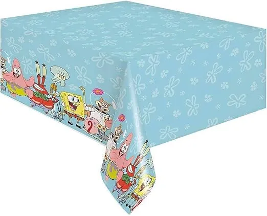 Unique Spongebob Squarepants Plastic Table Cover - 54" x 84" (1 Pc) - Rectangular Tablecloth - Perfect for Kids Birthdays & Parties