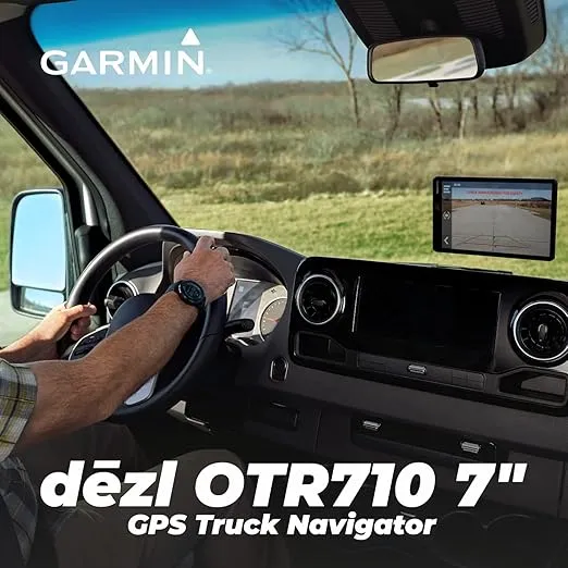 Wearable4U - Garmin OTR710, Large, Easy-to-Read 7 GPS Truck Navigator, Custom Truck Routing, High-Resolution Birdseye Satellite Imagery with Power Pack Bundle